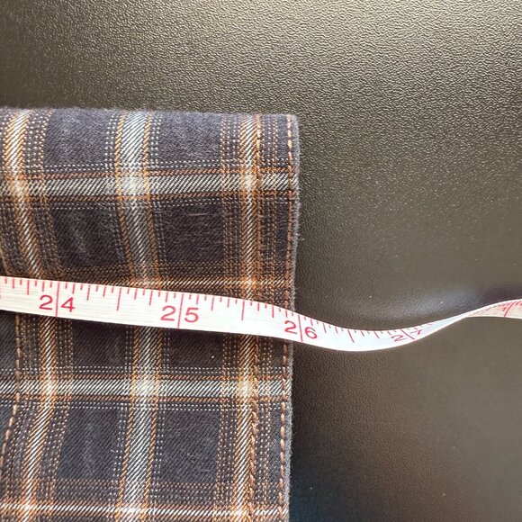 Age of Wisdom Mens Brown Plaid Flannel Long Sleeve Button Vintage Elbow Patch XL - Picture 5 of 8